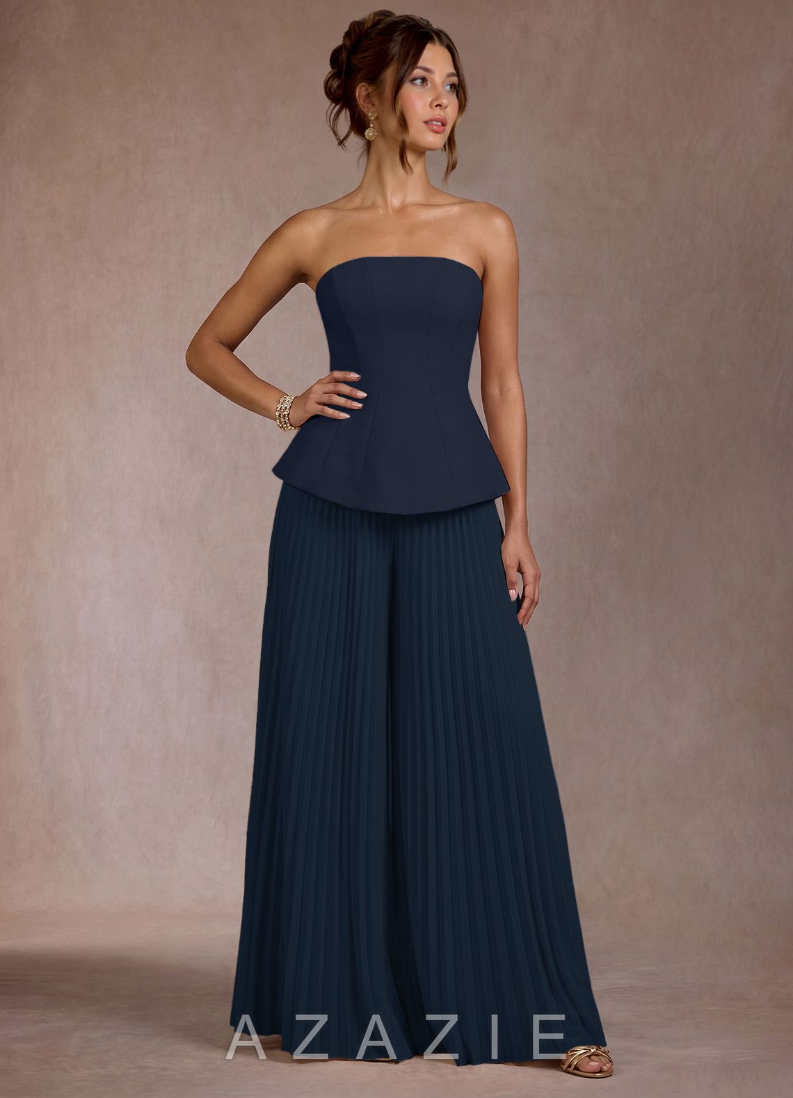 Coraline {color} Bandeau Jumpsuit  navy_#ny134188