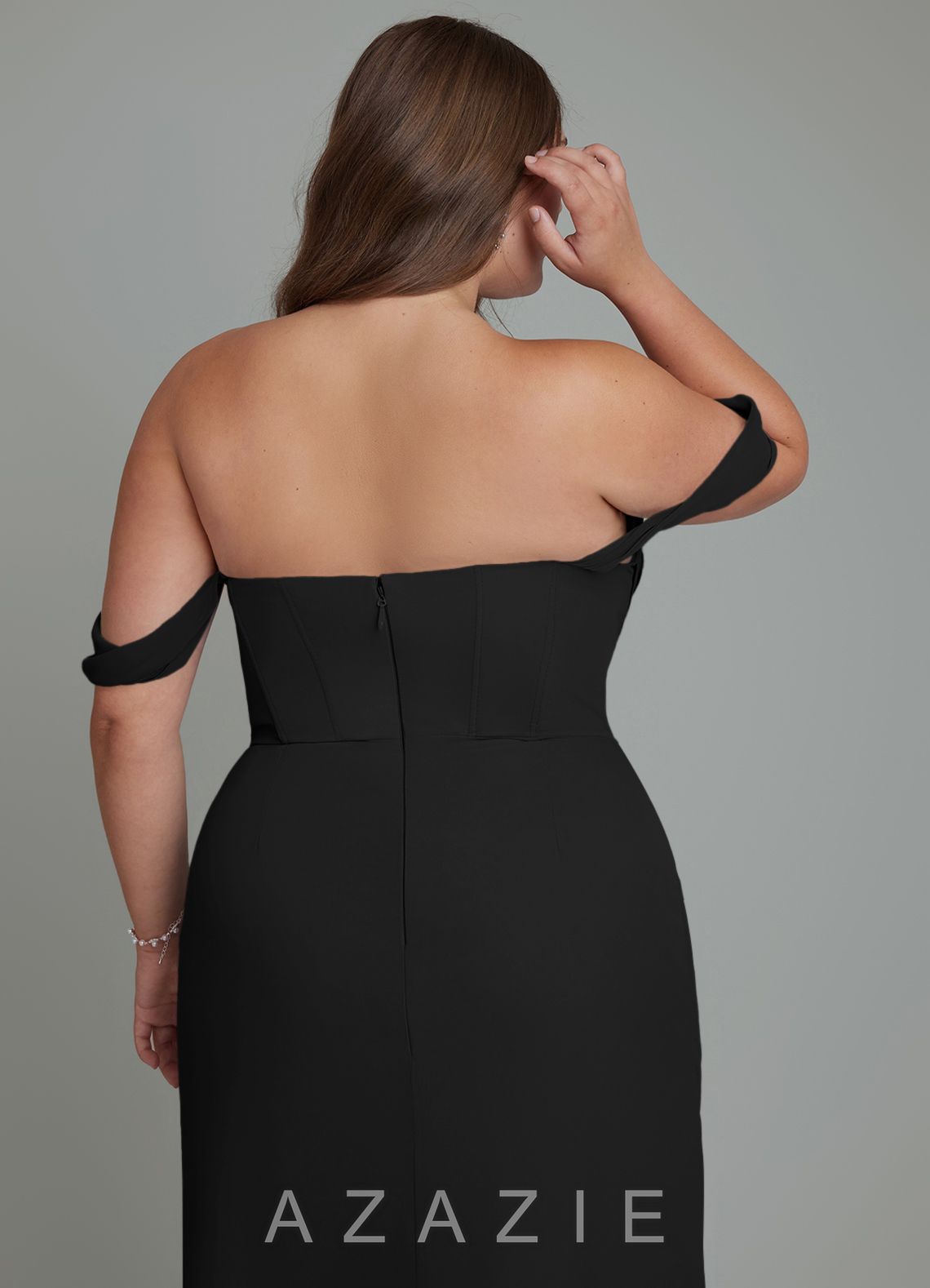 Azazie Johana Black Mermaid Off the Shoulder Chiffon Convertible Dress black