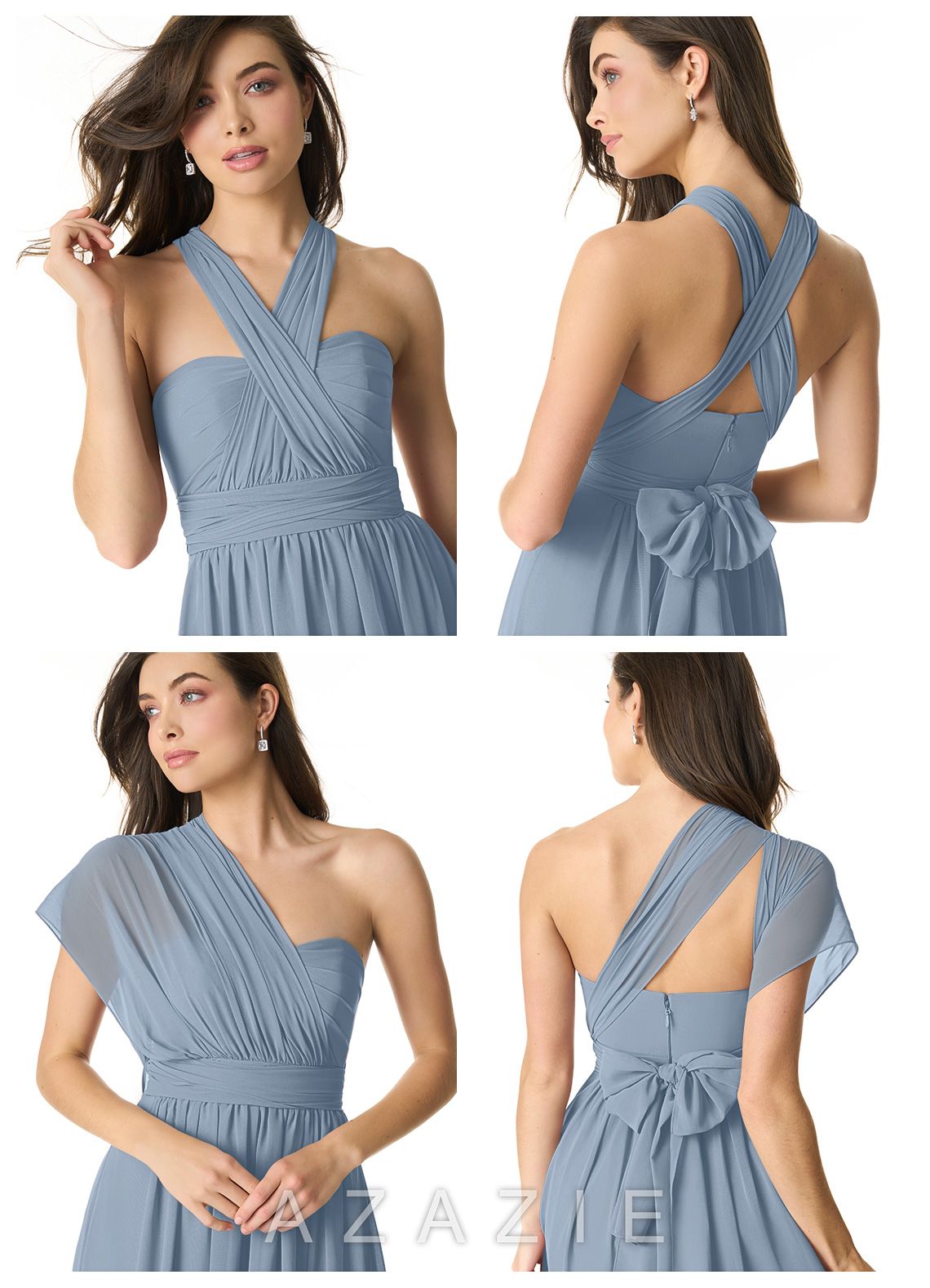 Azazie Olani Dusty Blue A-Line One Shoulder Chiffon Convertible Dress dusty_blue