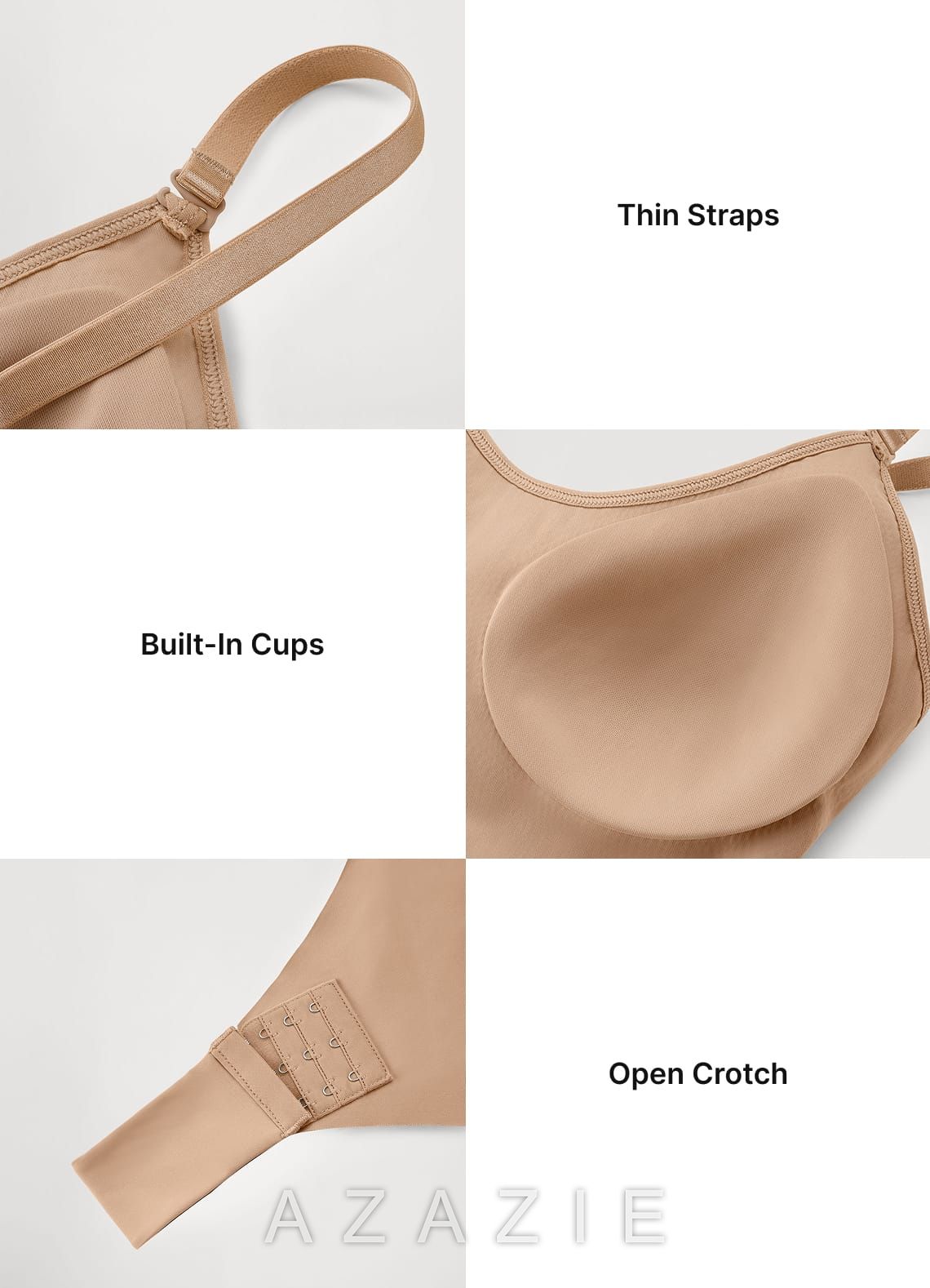 Thin Strap Seamless Invisible Thong Bodysuit  warm_nude