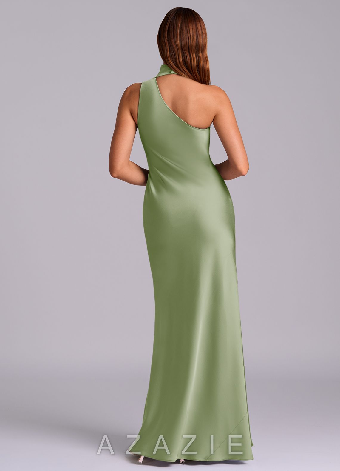 Azazie Seona Dusty Sage Mermaid One Shoulder Stretch Satin Dress dusty_sage