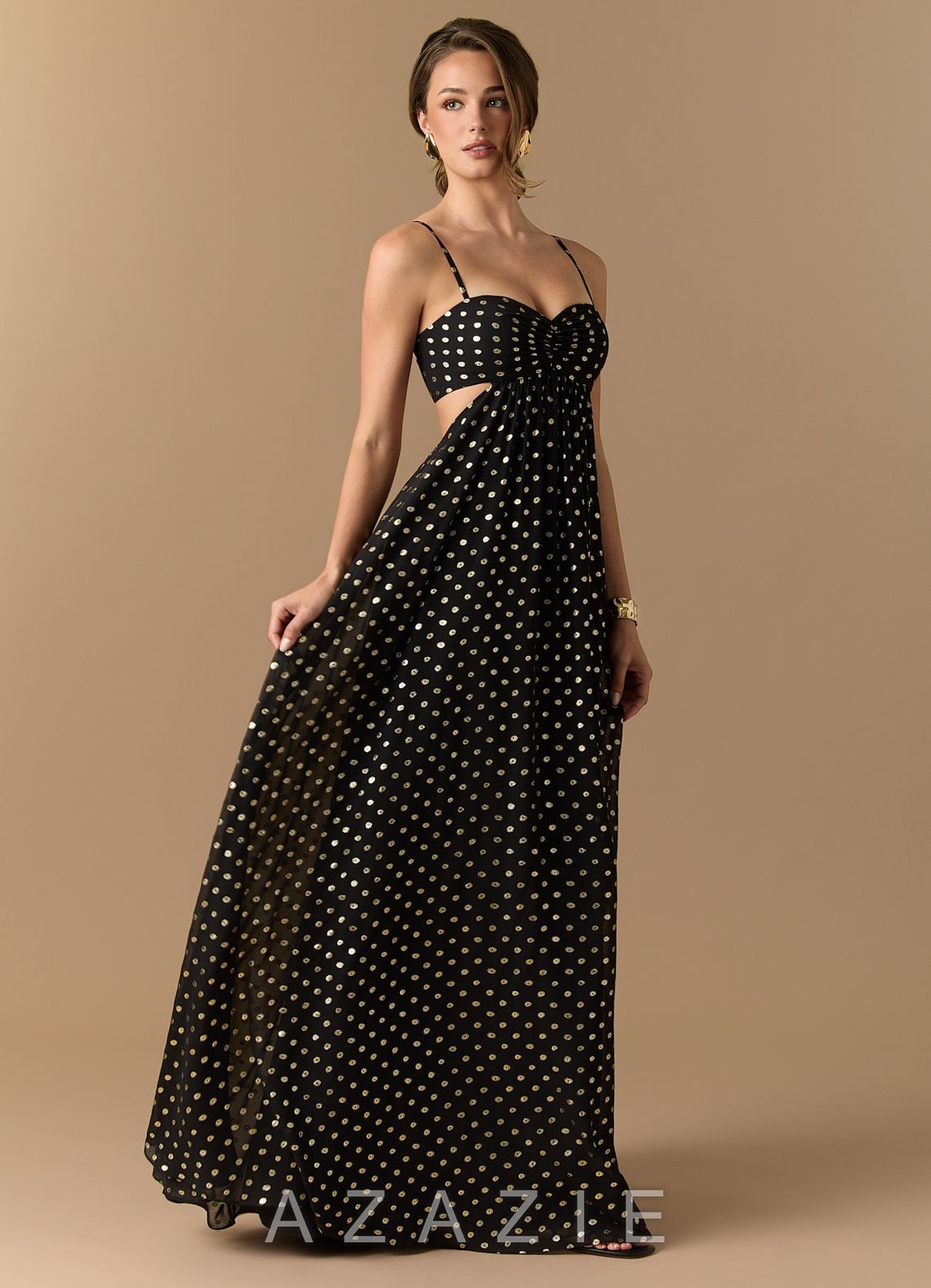 Senna {color} Maxi Dress  sp_black_gold_polkadot_#bp134307
