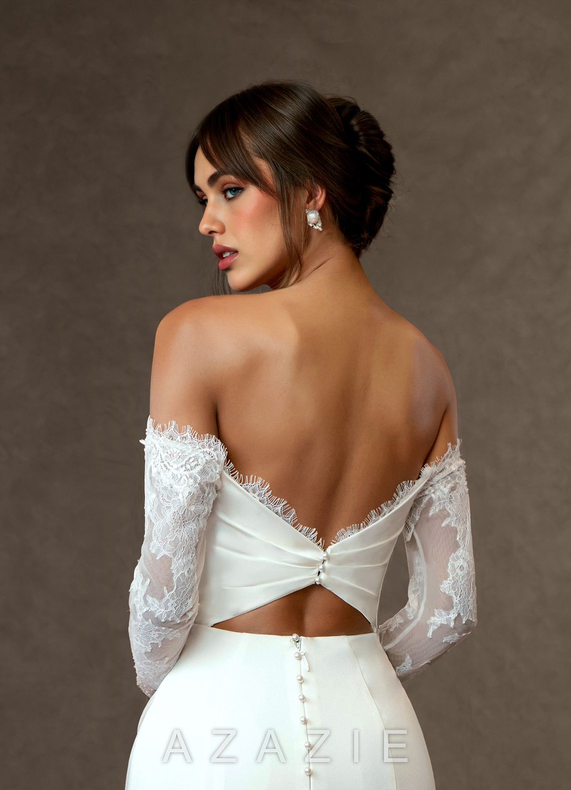 Azazie Onyx Wedding Dress Diamond White Mermaid Sequins Crepe Back Satin Dress diamond_white