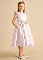 Azazie Dumpling Blushing Pink A-Line Bow Matte Satin Dress blushing_pink
