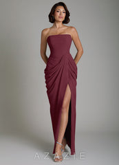 Azazie Nyra Cabernet Sheath Corset Chiffon Dress