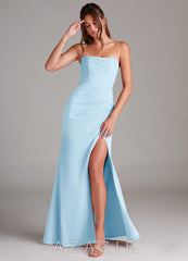 Azazie Leonis Sky Blue Sheath Strapless Chiffon Convertible Dress
