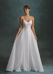 Azazie Laurelle Diamond White A-Line Chiffon Dress diamond_white
