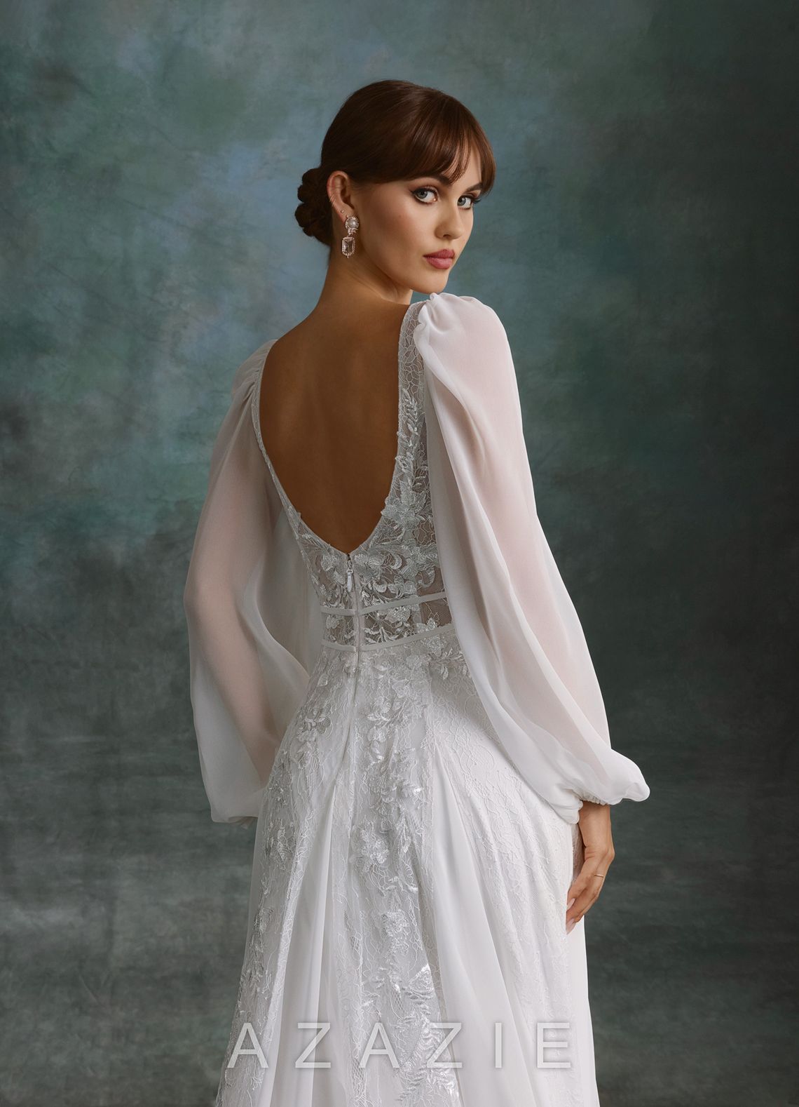 Azazie Keylani Diamond White A-Line Lace Dress
