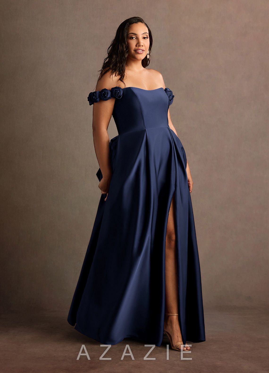 Azazie Romance {color} Rose Straps Gown  navy_#ny134188