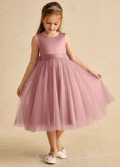 Azazie Winnie Dusty Rose Ball-Gown Bow Tulle Dress dusty_rose