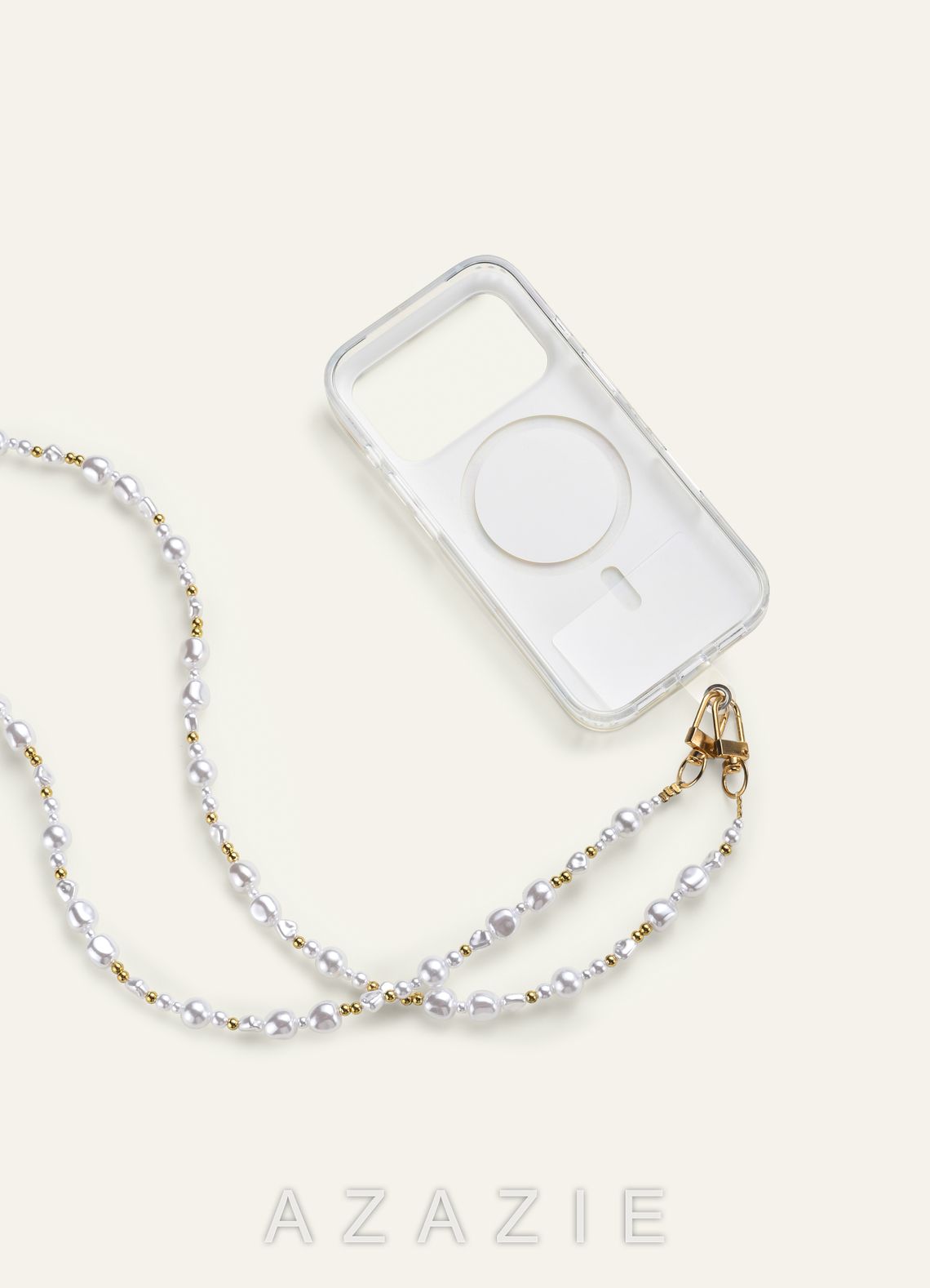 Pearl Bag Strap Charm Elegant Layered Design Phone Chain  ivory