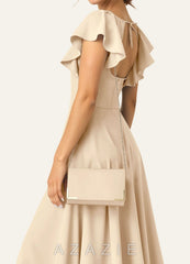 Matching Color Matte Satin Envelope Clutch Bag