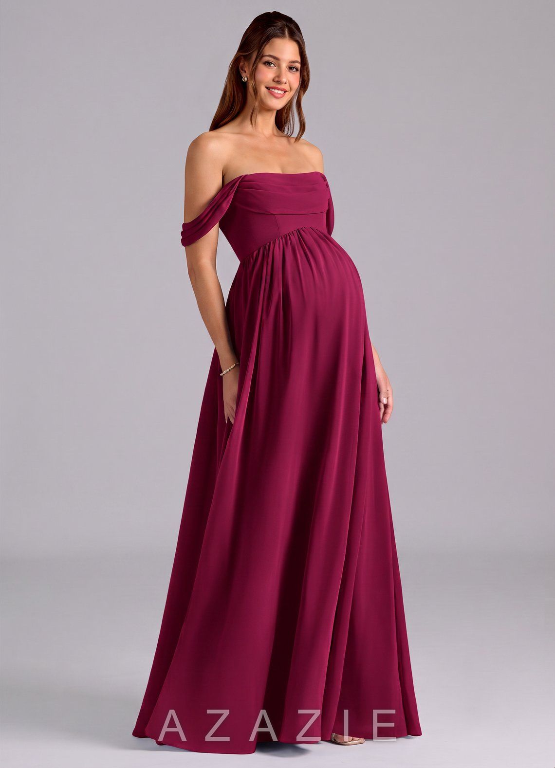 Azazie Saige A-Line Pleated Chiffon Floor-Length Dress