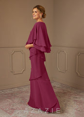 Azazie OHara Mulberry A-Line V-Neck Chiffon Dress mulberry