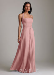 Azazie Clarisa Dusty Rose A-Line Pleated Chiffon Dress