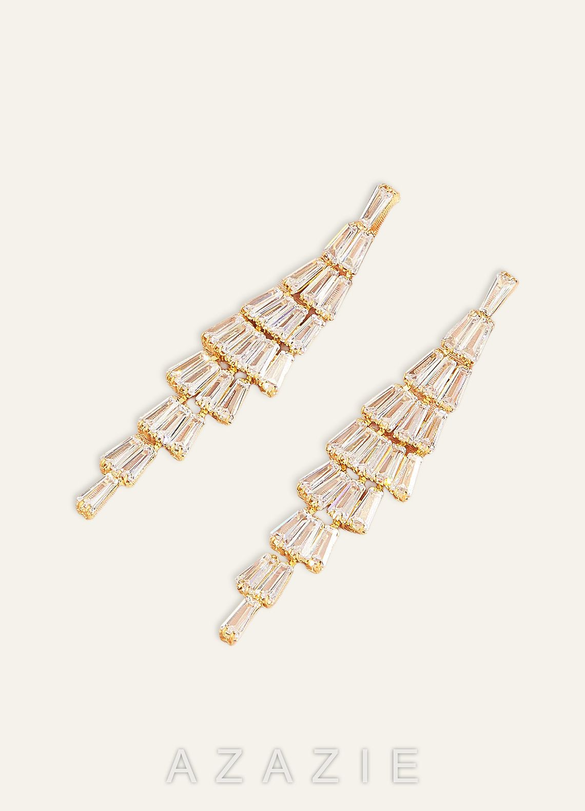 Zirconia Tassel Drop Earrings  gold