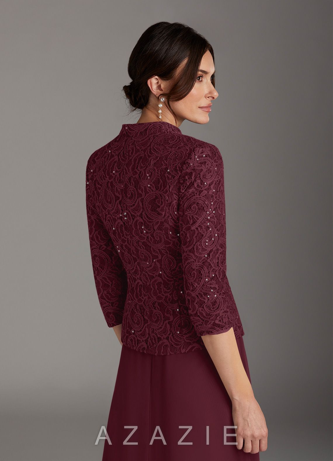 Azazie Cornelia Cabernet Sheath Square Neckline Sequins Chiffon Dress cabernet