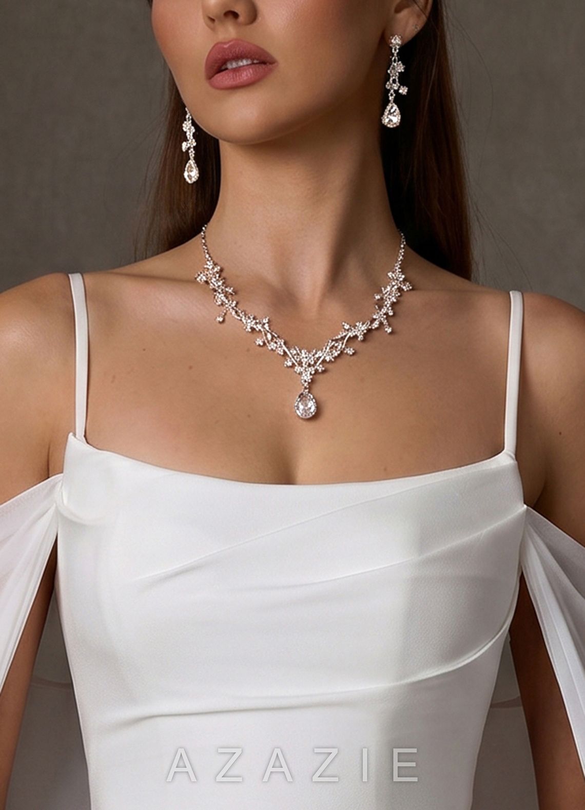 Crystal Rhinestone Necklace and Earrings Set
