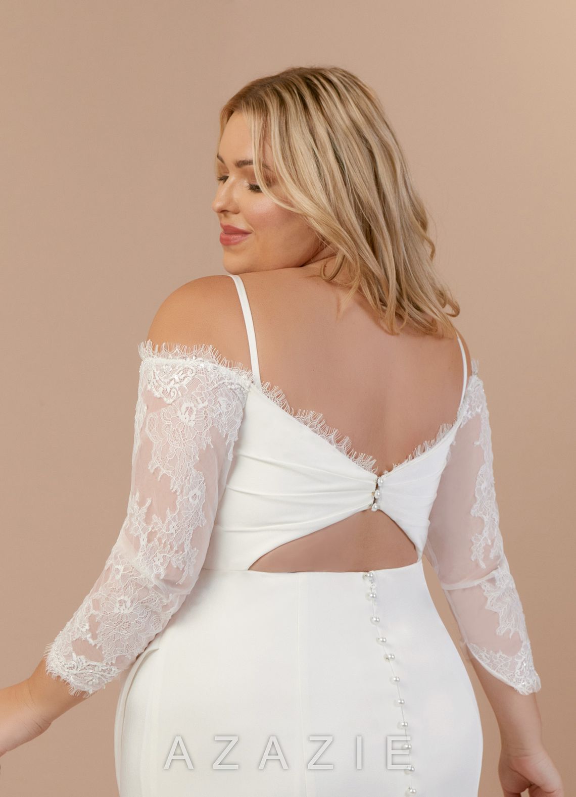 Azazie Onyx Wedding Dress Diamond White Mermaid Sequins Crepe Back Satin Dress diamond_white