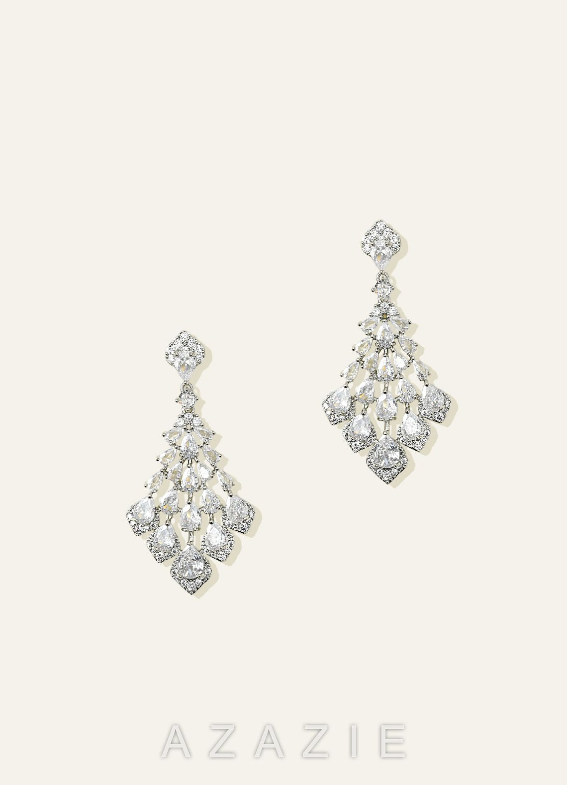 Teardrop CZ Chandelier Earrings