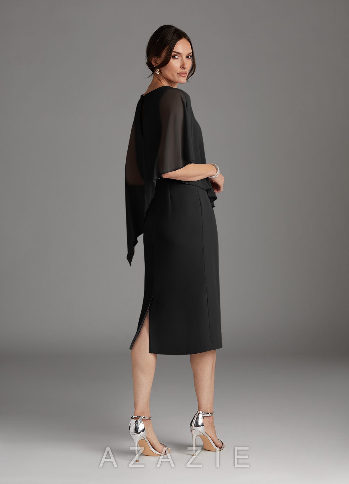 Azazie Sparrow Black Sheath Sequins Chiffon Dress black