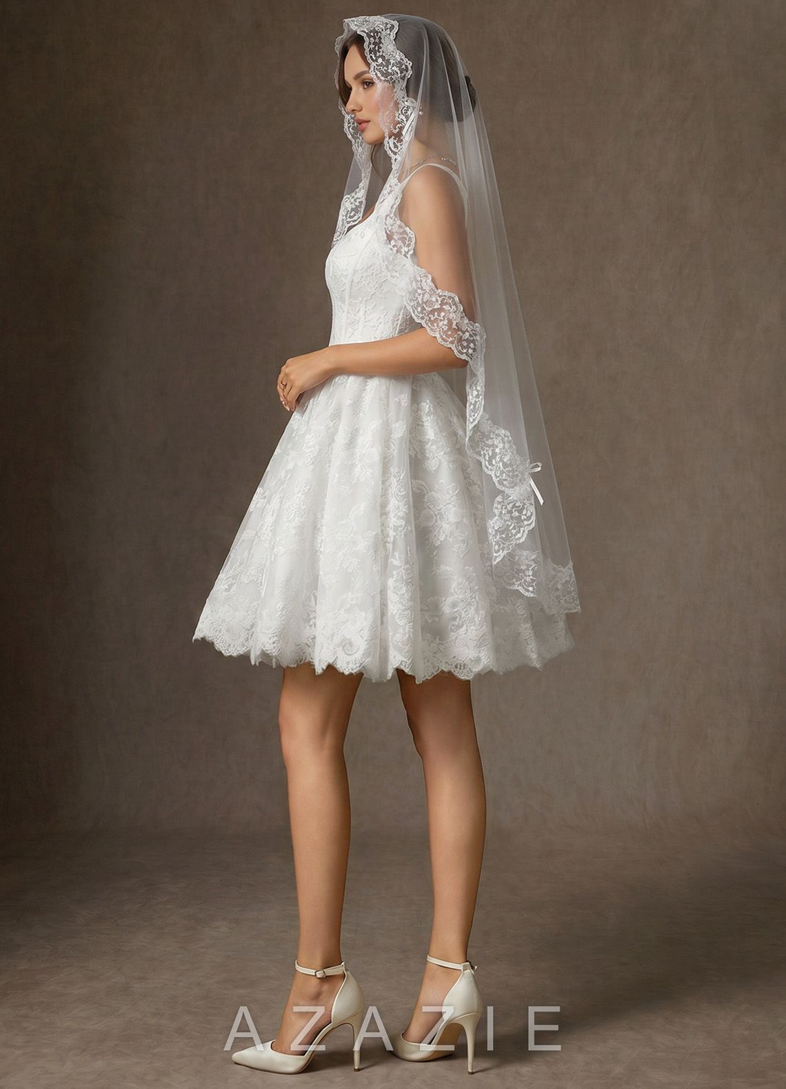 The French Vintage Ruffled Lace Elbow Veil  diamond_white