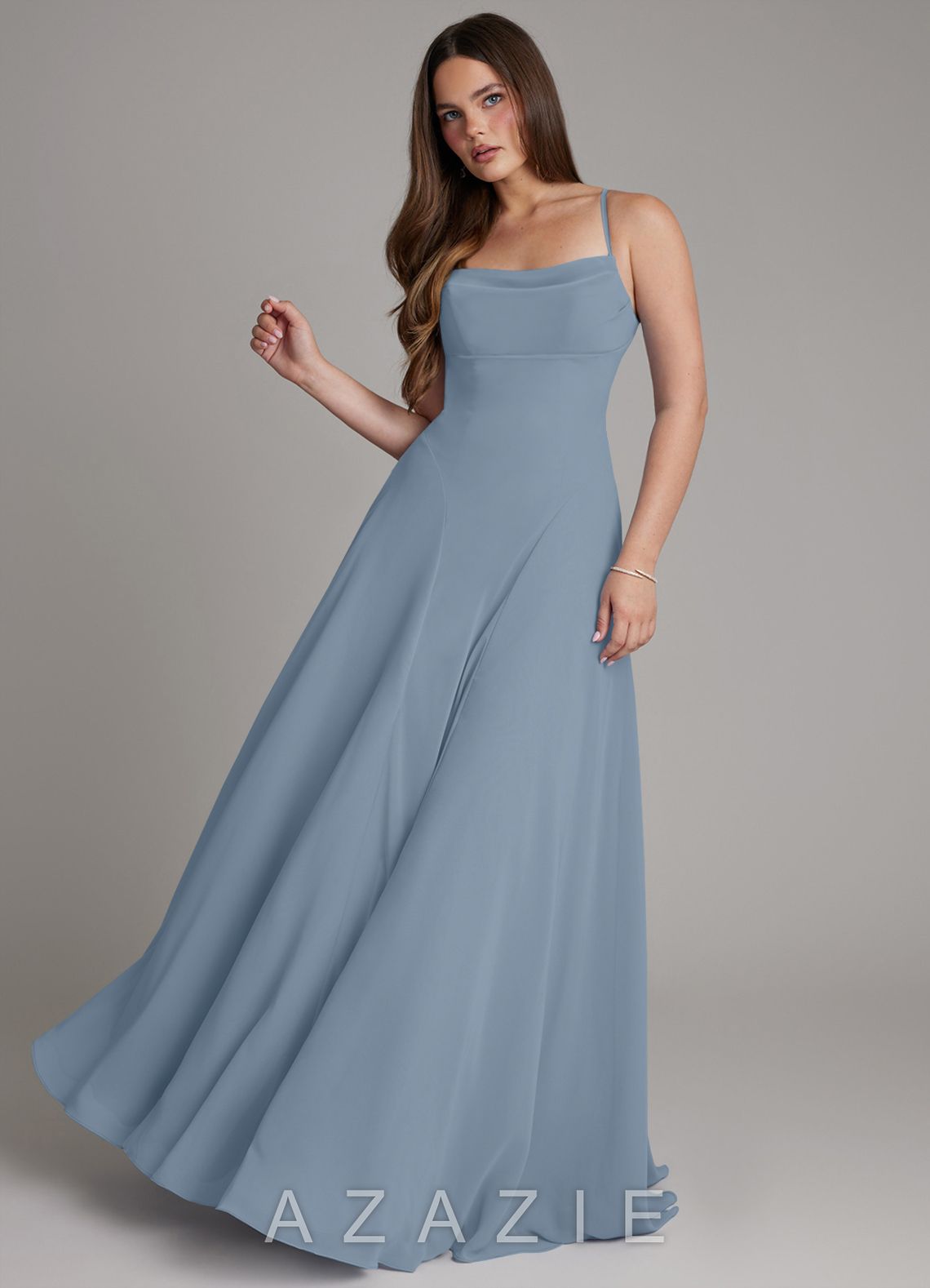 Azazie Irelia Dusty Blue A-Line Sweetheart Neckline Chiffon Dress dusty_blue
