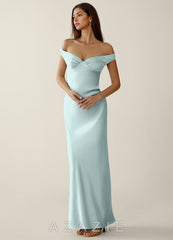 Gwendonme Mist Off-the-Shoulder Satin Crystal Linen Summer Dress