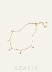 Crystal Teardrop Strands Necklace  gold