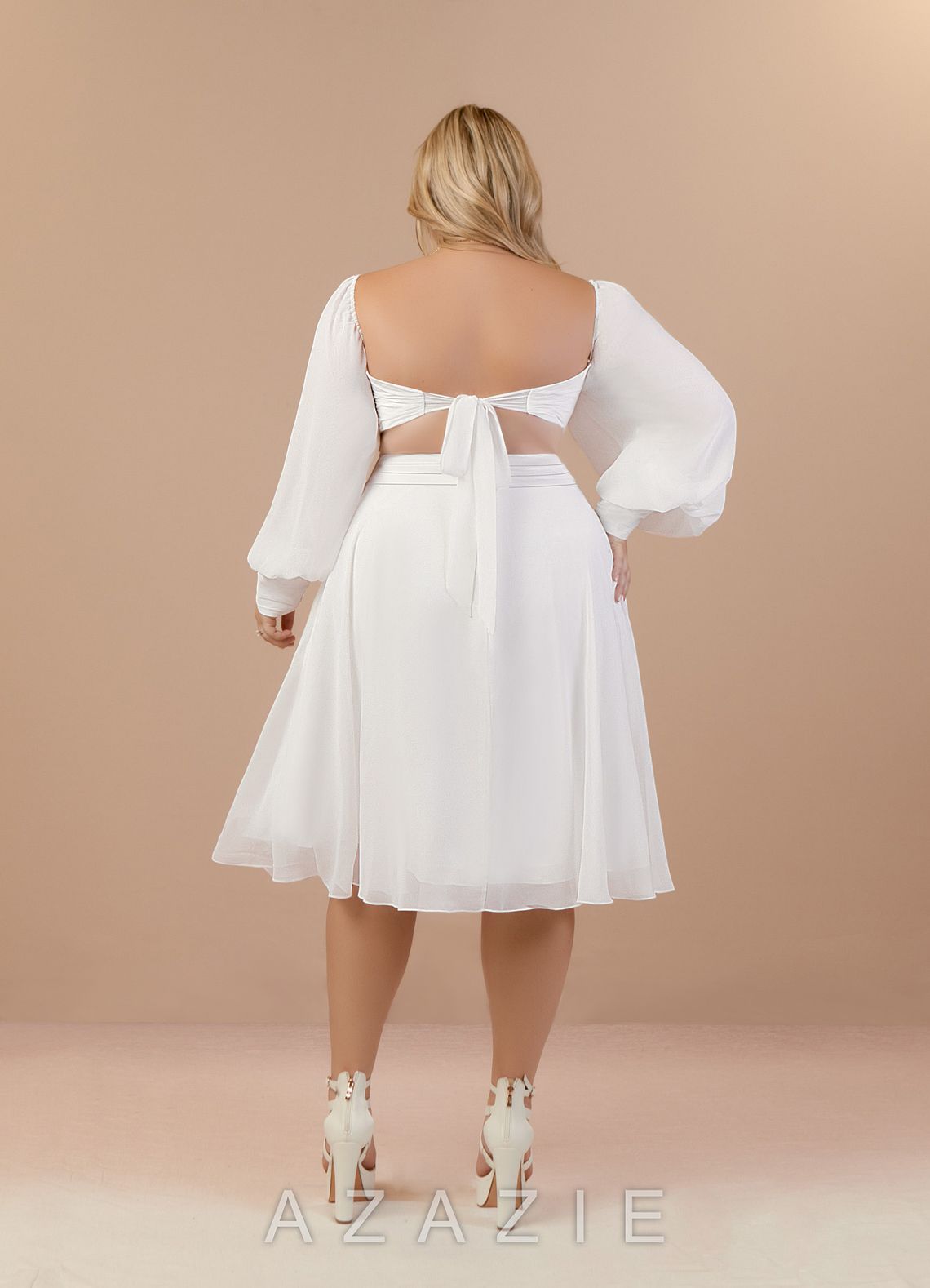Azazie Delfina Wedding Dress Diamond White A-Line V-Neck Pleated Chiffon Dress diamond_white