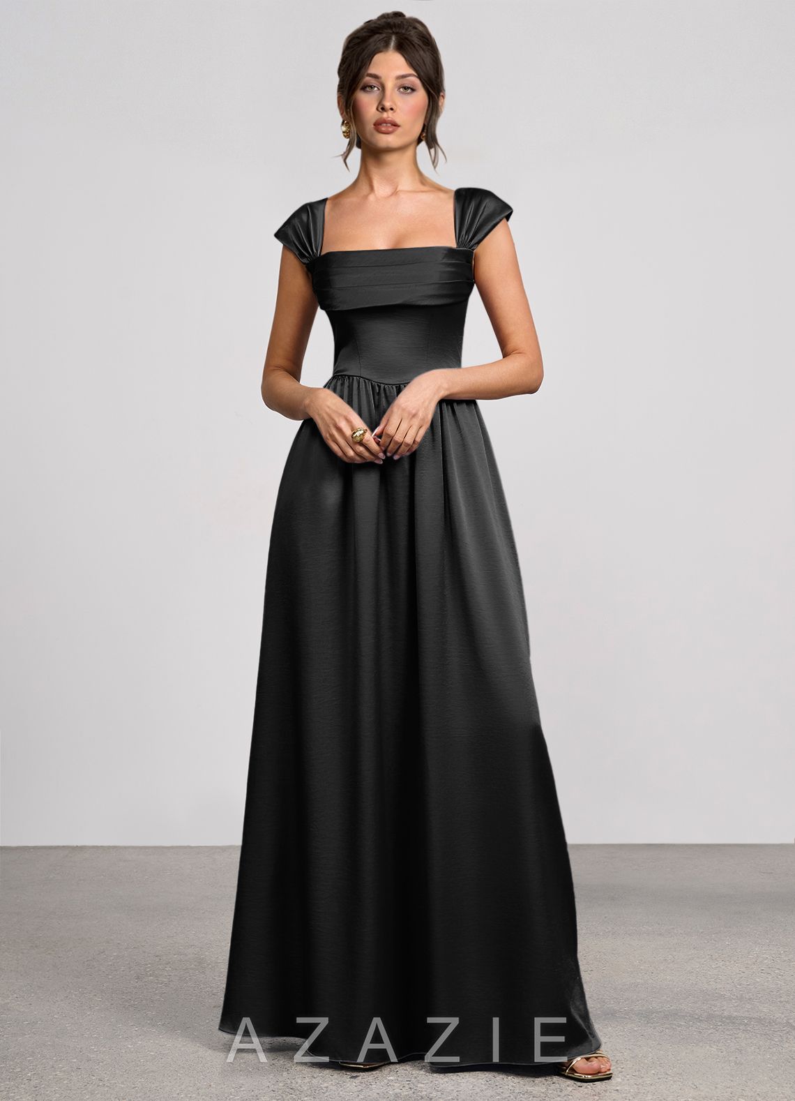 Odette {color} Luminous Satin Maxi Dress  black