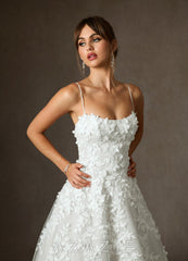 Azazie Alyson Diamond White Ball-Gown Lace Dress
