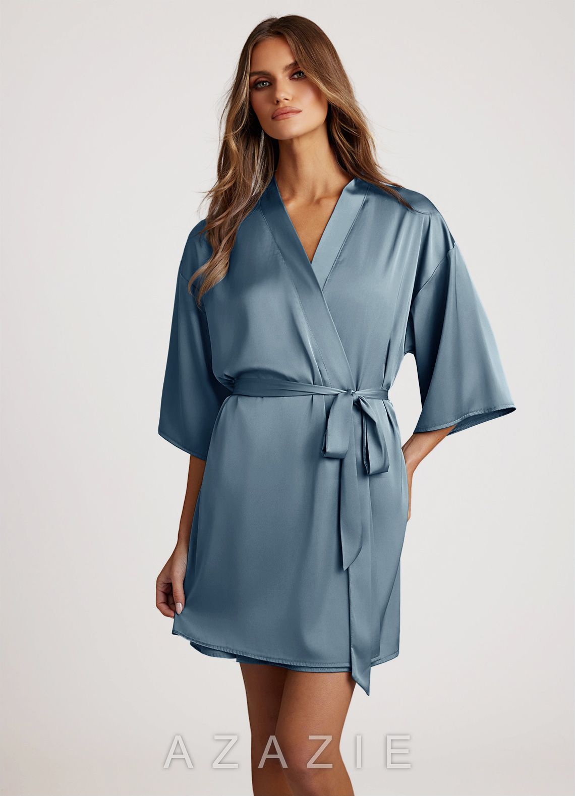 Classic Satin Robe  dusty_blue