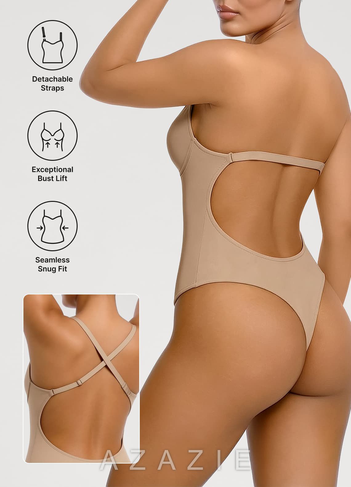 Strapless Cupped Seamless Thong Bodysuit