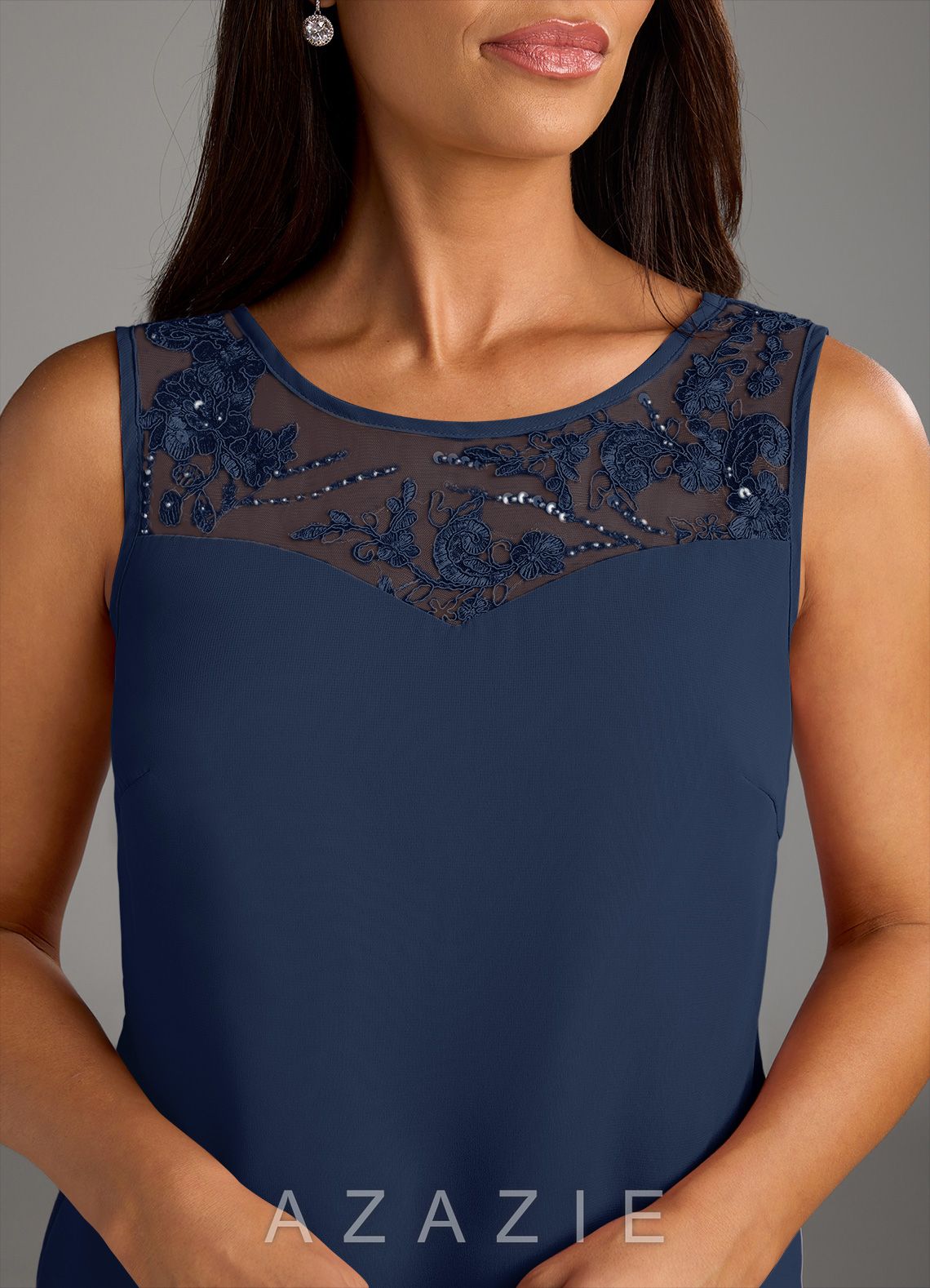 Azazie Maura Jumpsuit Dark Navy Jumpsuit/Pantsuit Sequins Chiffon Dress dark_navy