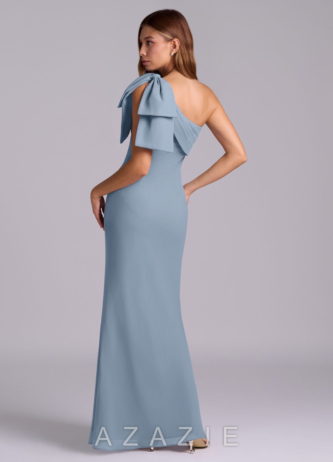 Azazie Yuanna Dusty Blue Mermaid One Shoulder Chiffon Dress dusty_blue