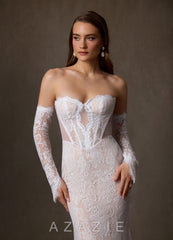The Floral Lace Off-the-Shoulder Bridal Gloves  diamond_white