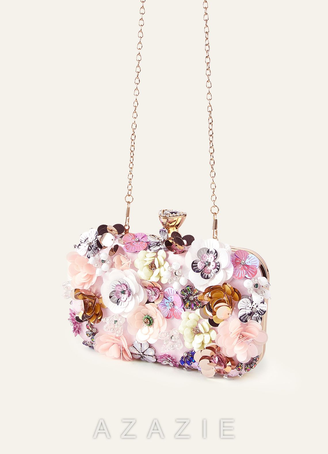Sequin Flower Embellished Clutch