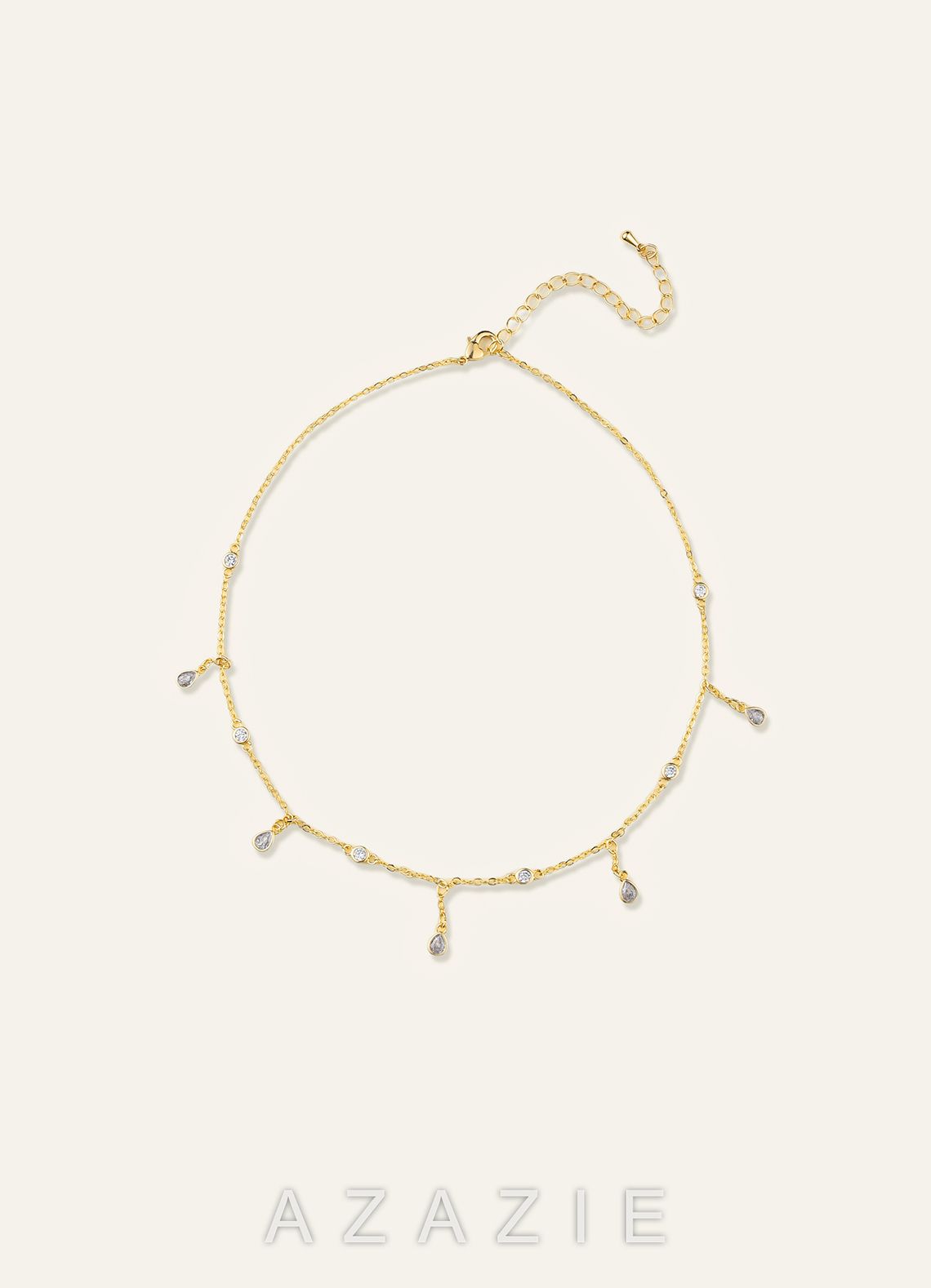 Crystal Teardrop Strands Necklace