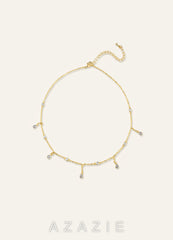 Crystal Teardrop Strands Necklace