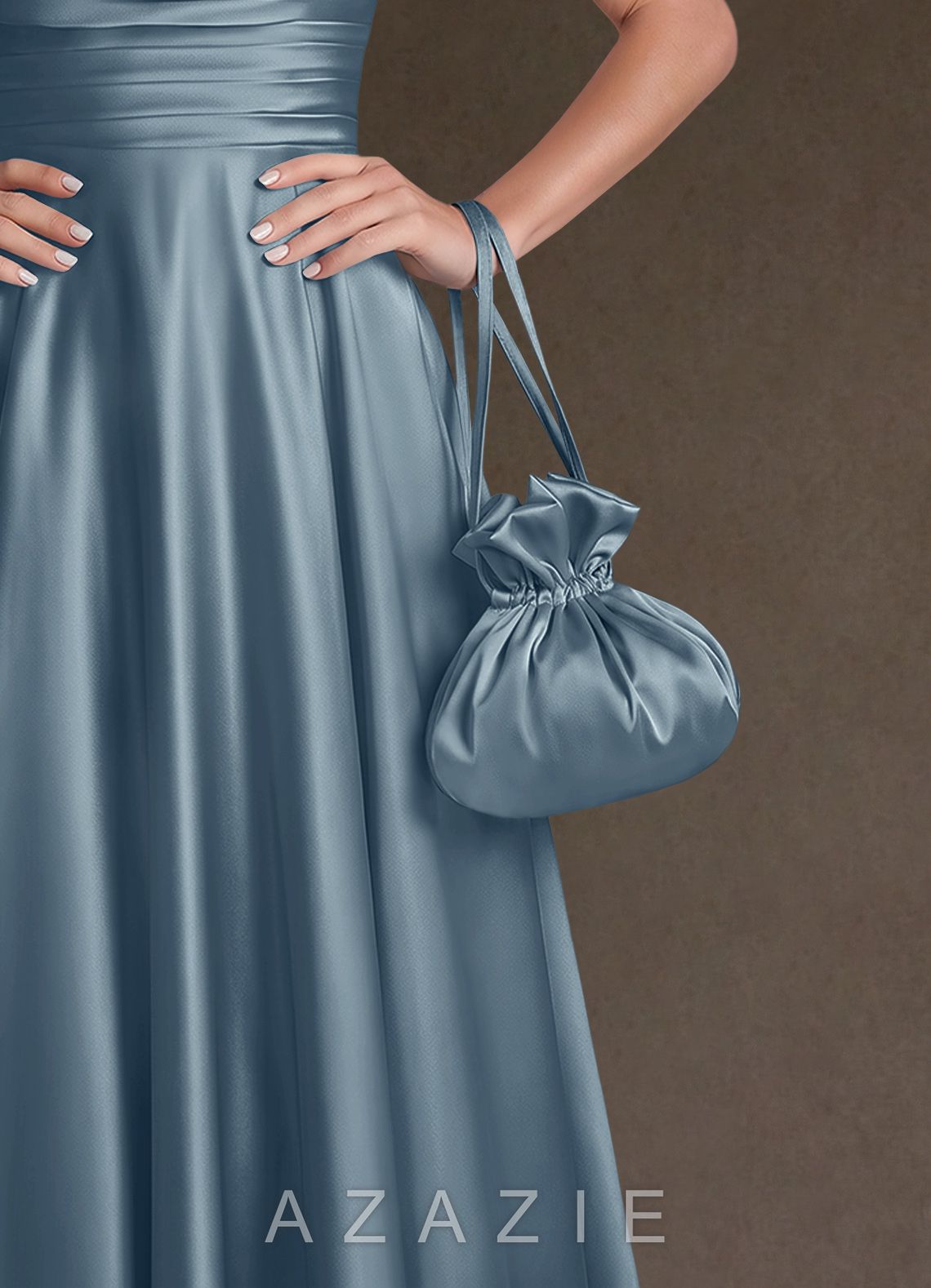 Matching Color Satin Drawstring Handbag
