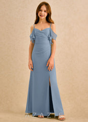 Azazie Pippy Girls Formal Dusty Blue A-Line Sweetheart Neckline Chiffon Dress dusty_blue