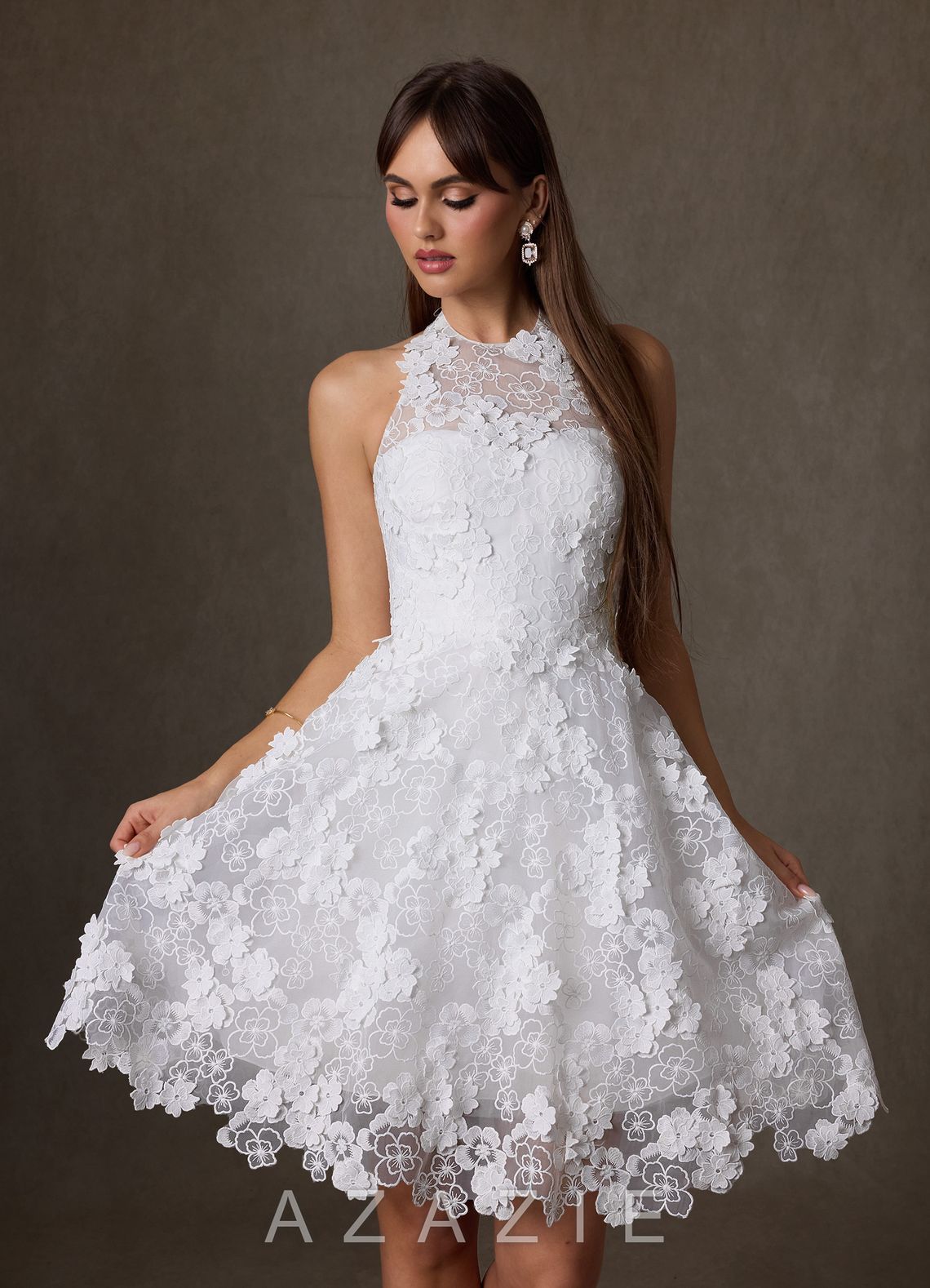 Azazie Cyra Diamond White A-Line Lace Dress diamond_white