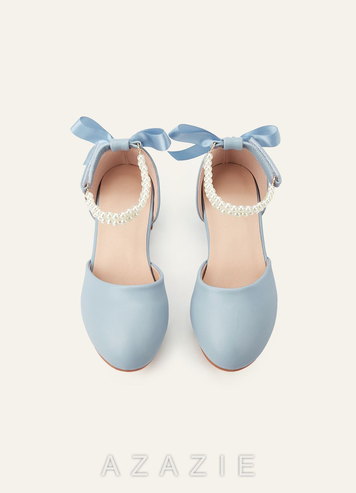 Satin Bow Pearl Strap Girl's Block Heels for Little & Big Kids