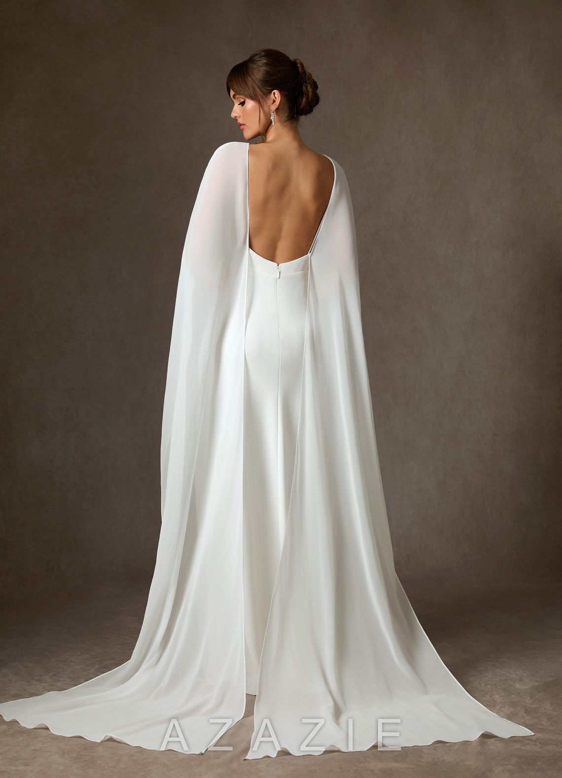 Azazie Caity Diamond White Fit and Flare Crepe Back Satin Dress diamond_white