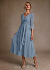 Azazie Aerynne Dusty Blue A-Line Pleated Chiffon Dress dusty_blue