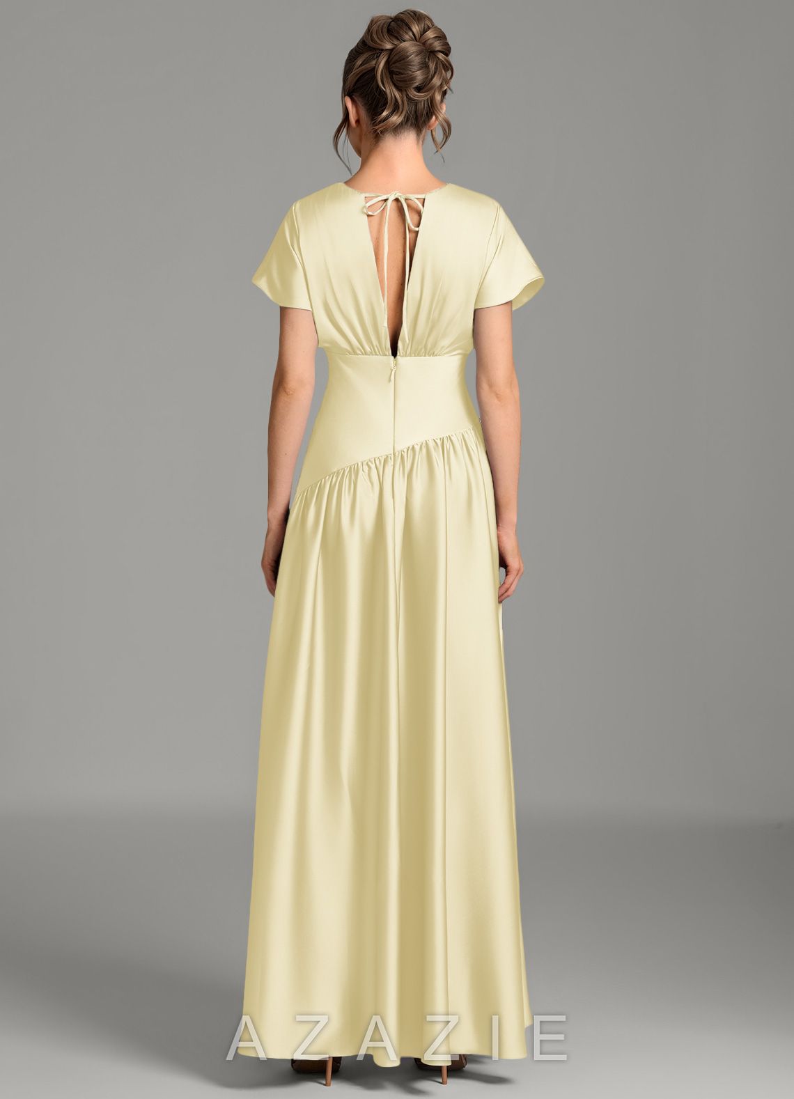 Azazie Alysse Lemon Sorbet A-Line Stretch Satin Dress lemon_sorbet