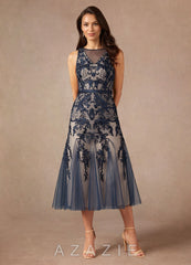 Azazie Herrin Dark Navy Champagne Mermaid Lace Dress dark_navy/champagne