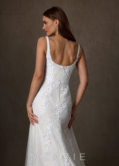 Azazie Rosalie Diamond White A-Line Lace Dress