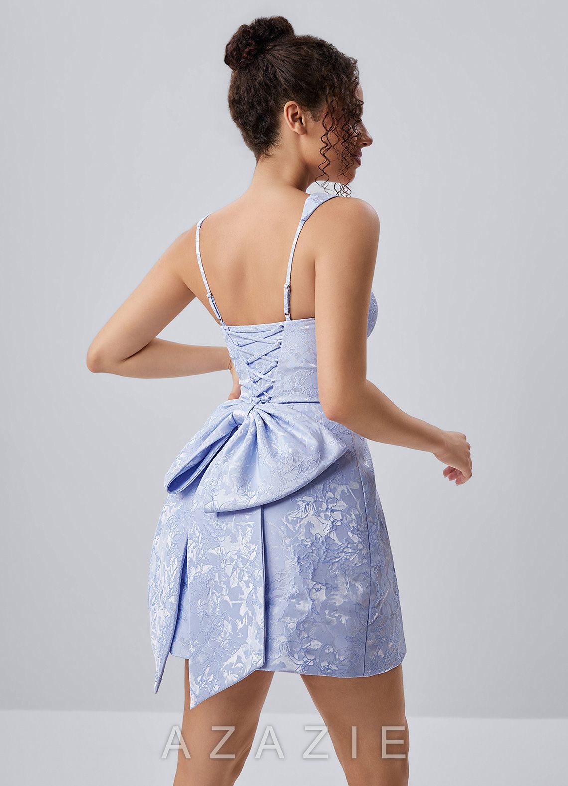 Thalassiana Periwinkle Tank Jacquard Bows A-Line Mini Dress
